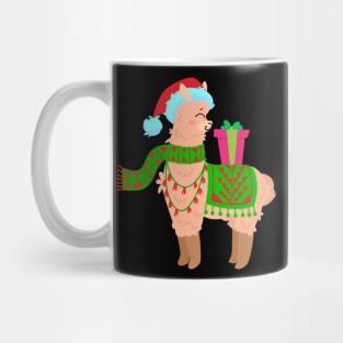 Christmas Llama With Gift Box Mug